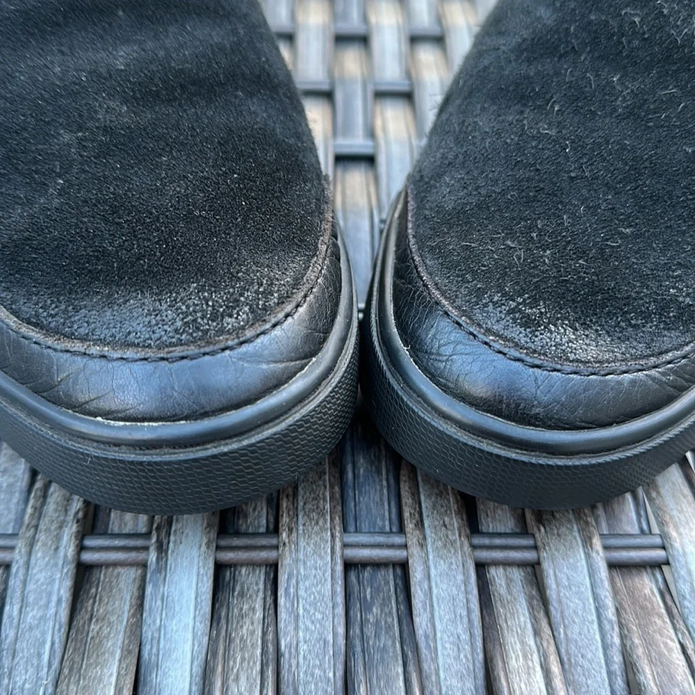 FRYE Gemma Black Suede Shearling Lined Slip-on Sneakers